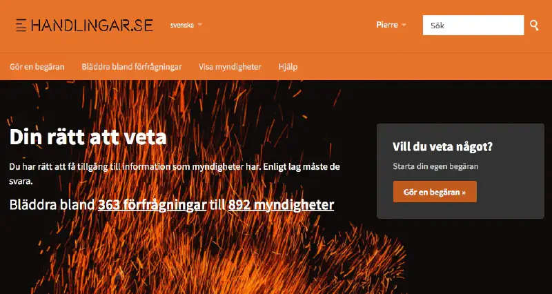 handlingar.se is an easy way for you to request a document, but also a good source of information on what datasets the Swedish government should release soon