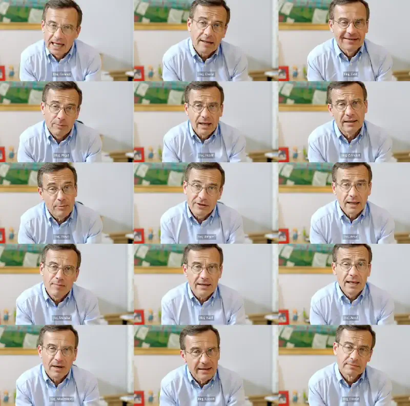 Mozaic of screenshots from similar videos where Ulf is saying hey to various names